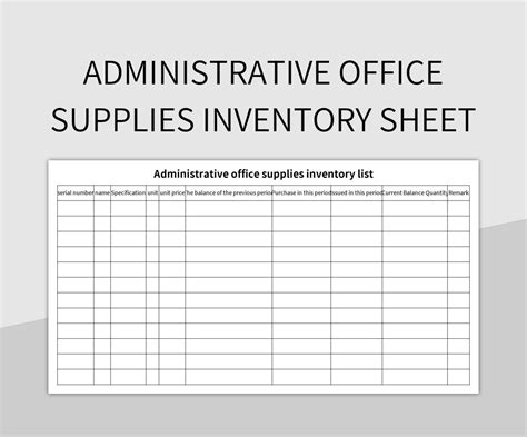 Administrative Office Supplies Inventory Sheet Excel Template And ...