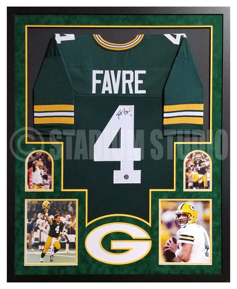 Brett Favre Autographed Framed Packers Green Jersey - The Stadium Studio