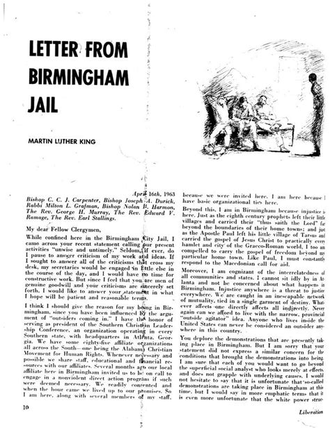 page one of letter | Letter from birmingham, Mlk jr, Jail