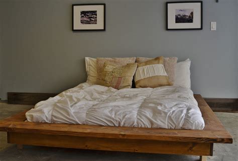 Floating Rustic Wood Platform Bed Frame-Quilmes