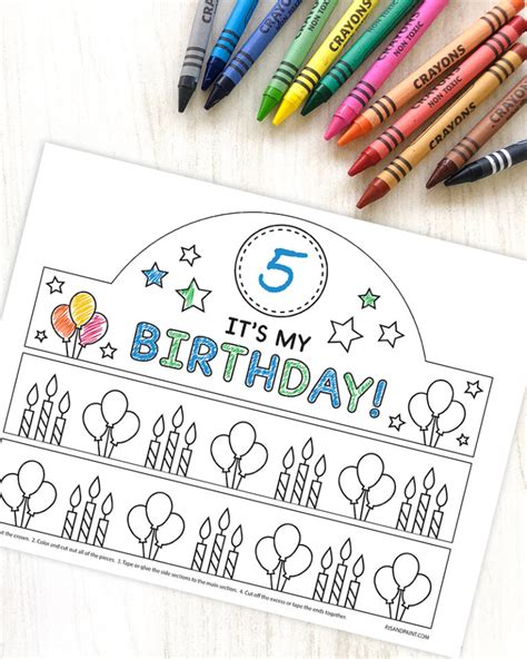 Free Printable Birthday Crown - Pjs and Paint