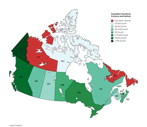 Map of Canadian Province and Territories by Population Growth. : r/MapPorn