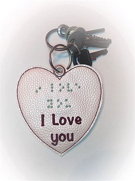 In the hoop I love you in Braille Keyfob keychain bookmark | Etsy