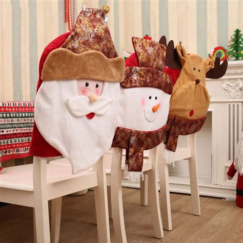 1pc Christmas Decor Santa Claus Chair Covers Xmas New Year Dining Seat ...