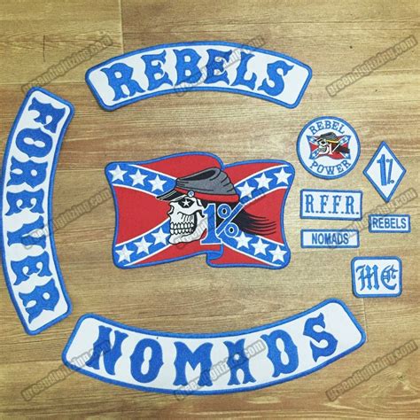 Hot Sale Mixed 10pcs Set REBELS NOMADS FOREVER Embroidered Biker Patch Iron On Jacket Leather ...