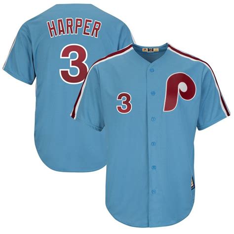 Men's Philadelphia Phillies Bryce Harper Majestic Light Blue Cool Base ...