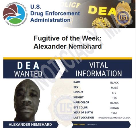 01/17/2023 DEA MOST WANTED Fugitive of the Week: Alexander Nembhard. - Business Directory ...