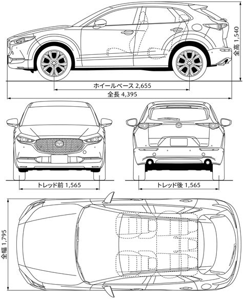 Mazda CX-30 2019 Blueprint - Download free blueprint for 3D modeling Suv Models, Car Model ...