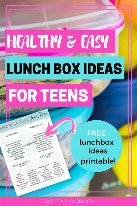 Easy & Healthy School Lunch Ideas for Teens (+ FREE PRINTABLE!)
