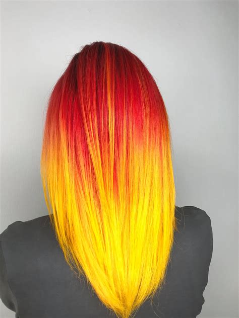 Fire color hair by Priton Krasoty. Yellow and red hair, #Color #FIRE # ...