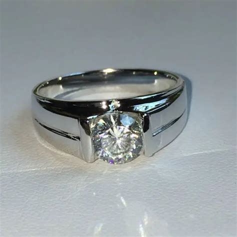 Simple Wide style stone Wedding ring for Men with solitaire Setting simulate Diamond perfectly ...