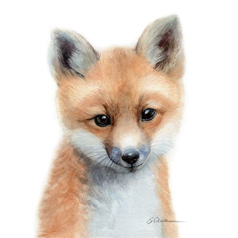 Baby Fox Art Gift Watercolor Fox Art Print Baby Fox Prints - Etsy