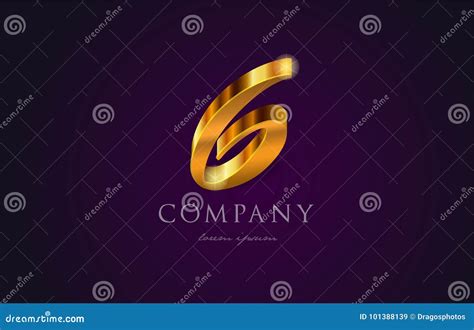 6 Six Gold Golden Number Numeral Digit Logo Icon Design Stock Vector - Illustration of vector ...