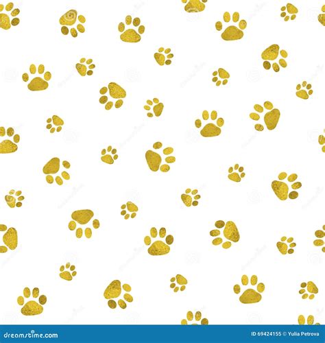 Seamless Background With Cat Paw Print. Stock Illustration - Image: 69424155