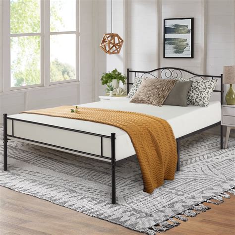 VECELO Queen Size Metal Bed Frame With Headboard Platform Bed Frame,Non ...