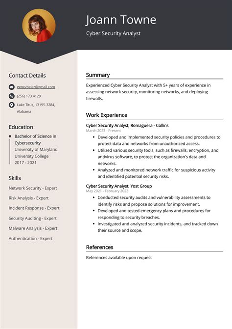 Cyber Security Analyst Resume Example (Free Guide)