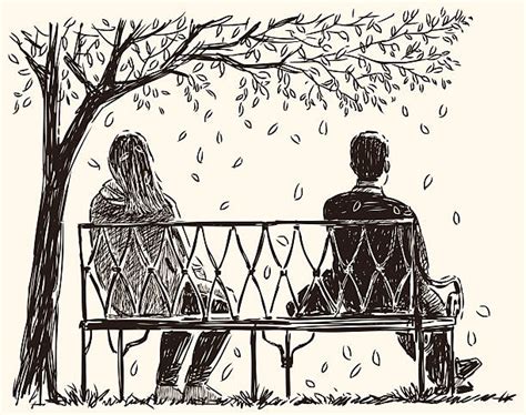 Back Woman Sitting Alone Park Bench Drawing Stock Photos, Pictures ...