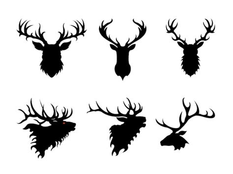 Premium Vector | Elk head silhouette collection