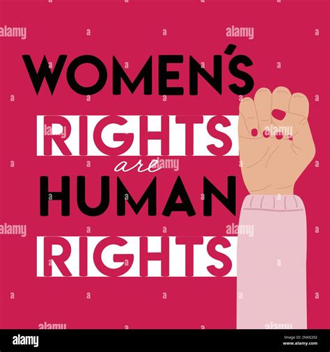 Women s rights are human rights poster with raised fist. Woman ...