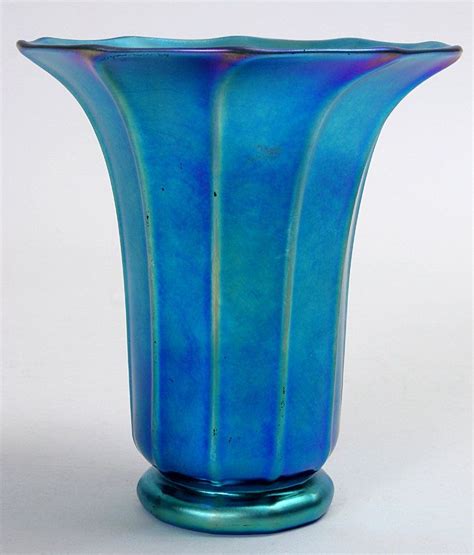 Steuben blue aurene vase, signed, art glass For Sale | Antiques ...