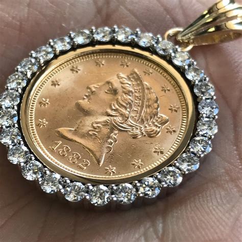 Custom Diamond Gold Coin Bezel for Your Coins, Ben Dannie For Sale at 1stDibs | diamond coin bezel