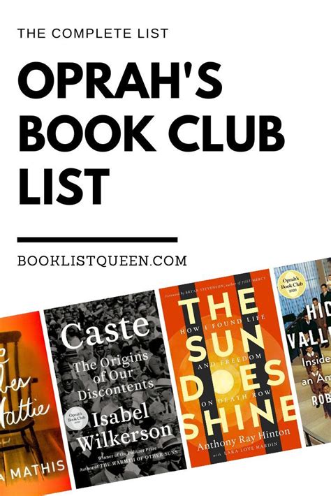 Oprah Winfrey Books: The Complete Book Club List | Book club list, Oprah winfrey books, Oprahs ...