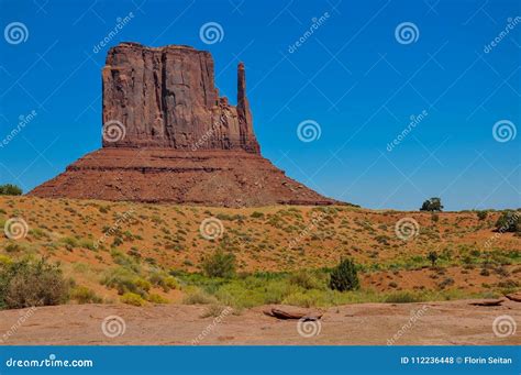 The West Mitten Butte, Rock Formation, in Monument Valley, Arizona Stock Photo - Image of indian ...