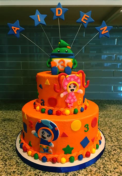 Team Umizoomi birthday cake with fondant Milli, Geo, and Bot | Novelty birthday cakes, Team ...