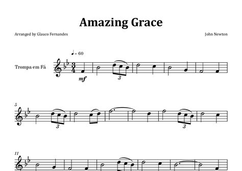 Amazing Grace - French Horn Solo (arr. Glauco Fernandes) Sheet Music | John Newton | French Horn ...