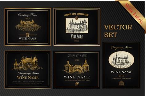 Wine labels templates elegant classical dark architecture decor Vectors graphic art designs in ...