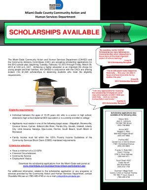 Fillable Online SCHOLARSHIPS AVAILABLE - Miami-Dade Portal Fax Email Print - pdfFiller