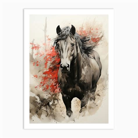 Horse, Japanese Brush Painting, Ukiyo E, Minimal 2 Art Print by Ukiyo-e ...