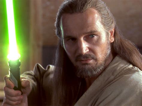 Download Green Lightsaber Glow Jedi Lightsaber Beard Star Wars Qui-gon Jinn Liam Neeson Movie ...