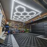 UltraBright 11 Hexagon Grid Light Kit (with Border) – Large | Flexspec Modular Garage Flooring