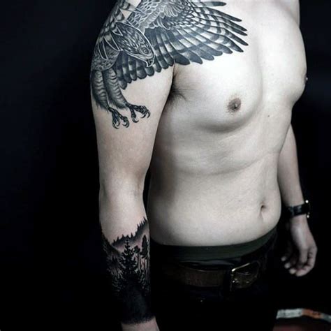 100 Hawk Tattoo Designs For Men - Masculine Bird Ink Ideas | Bird shoulder tattoos, Hawk tattoo ...