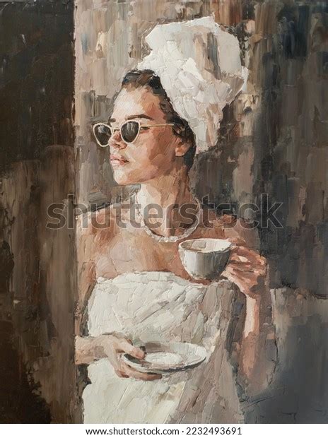 Girl Drinking Coffee Cafe Woman Cup Stock Illustration 2232493691 ...