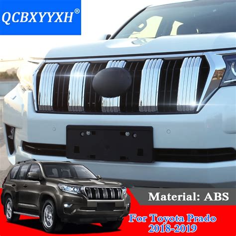 QCBXYYXH For Toyota Prado 2018 2019 Car Styling Chrome Front Grille Hood Engine Cover Trim ...