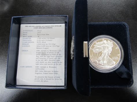 2003-W United States Mint Proof Silver Eagle 1 Oz Silver .999 W/ Box & COA #03 | eBay