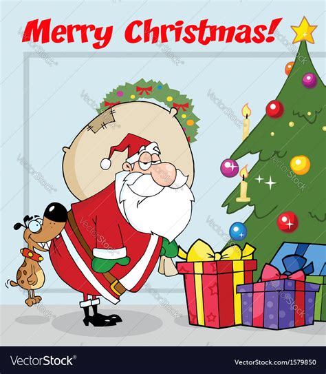 Santa delivering presents cartoon Royalty Free Vector Image