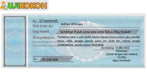 Contoh Kwitansi Jual Beli Mobil Bermaterai 2023