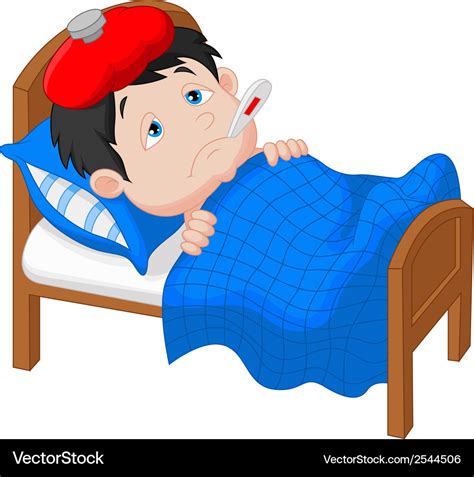 Cartoon Sick Boy Lying In Bed Royalty Free Vector Image | The Best Porn Website