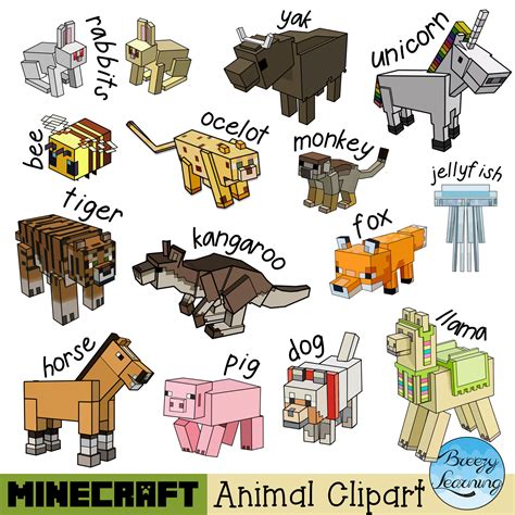 Animal Clipart Minecraft PNGs | Animal clipart, Pixel art games, Clip art