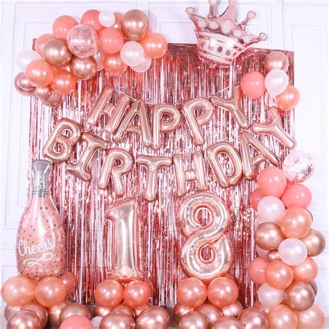 Buy Rose Gold 18th Birthday Decorations for Girls, 40in 18th Birthday Balloons, 18th Happy ...