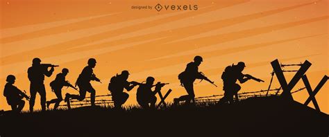 Soldiers War Front Silhouette Design Vector Download