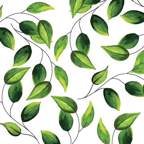 Premium Vector | Watercolor green leaves vector art pattern template