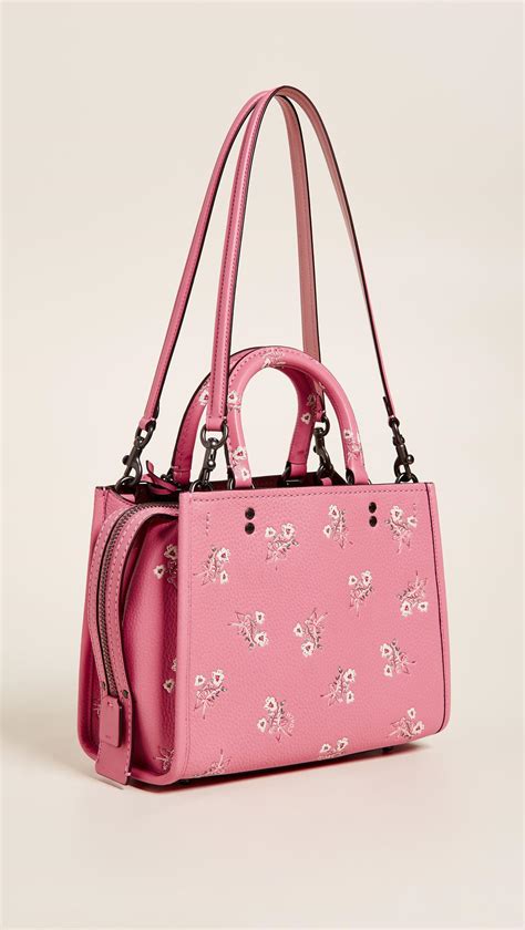 COACH Leather Floral Bow Print Rogue Bag 25 in Bright Pink (Pink) - Lyst