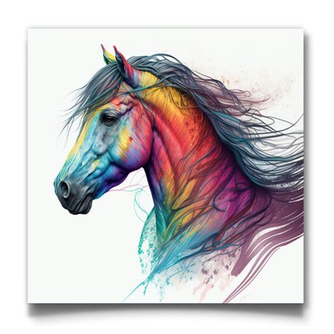 Rainbow Coloured Horse Art Print - Drawify