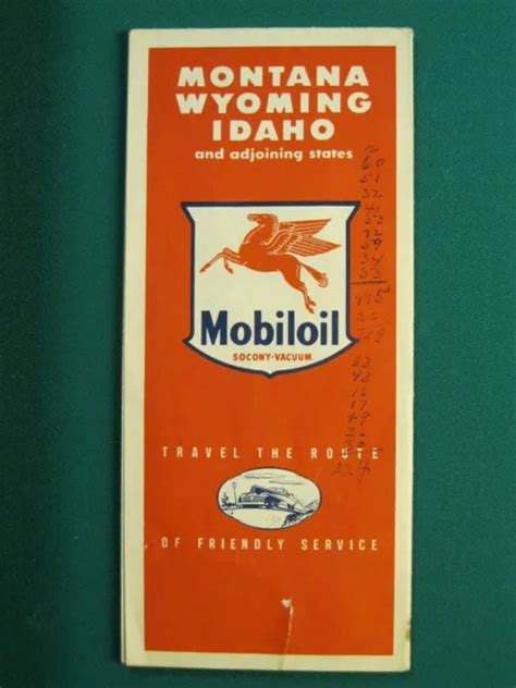 MOBIL OIL 1948 Highway Road Map Of Montana, Wyoming, Idaho £7.03 - PicClick UK