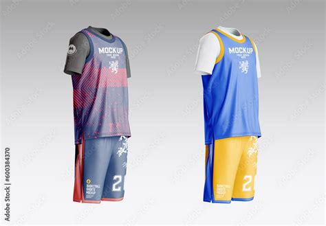 Basketball Kit with Internal T-shirt Mockup Stock Template | Adobe Stock