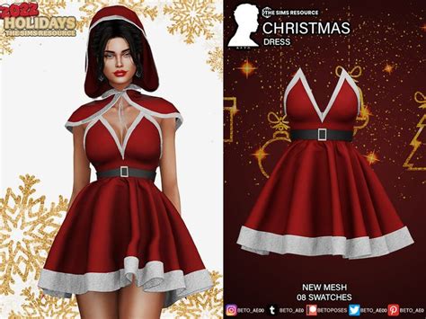 The Sims Resource - Christmas (Dress) | Sims 4 dresses, Christmas dress ...